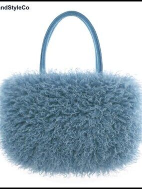Women's Faux Fur Tote Bag Fuzzy Curly Top Handle Purse Large Plush Shoulder